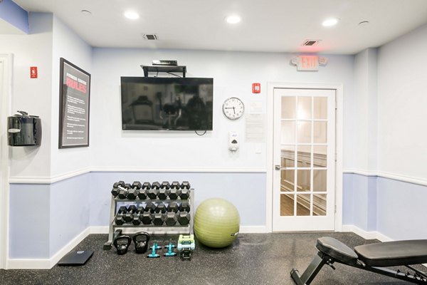 fitness center at The Hawthorne Apartments