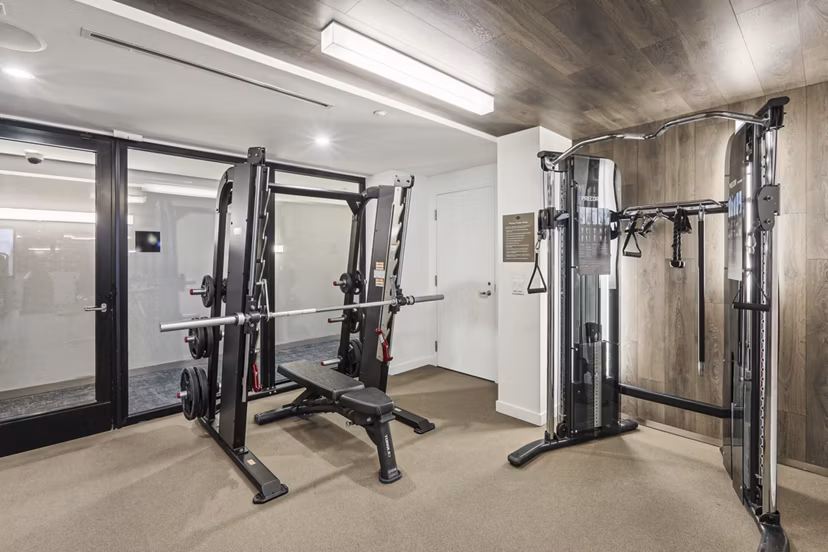 fitness center at Louis at 14th Apartments 