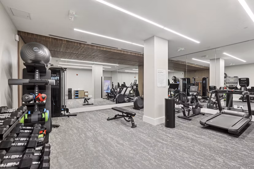 fitness center at Upstairs at Bethesda Row Apartments