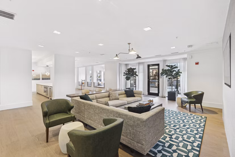 living room at Upstairs at Bethesda Row Apartments