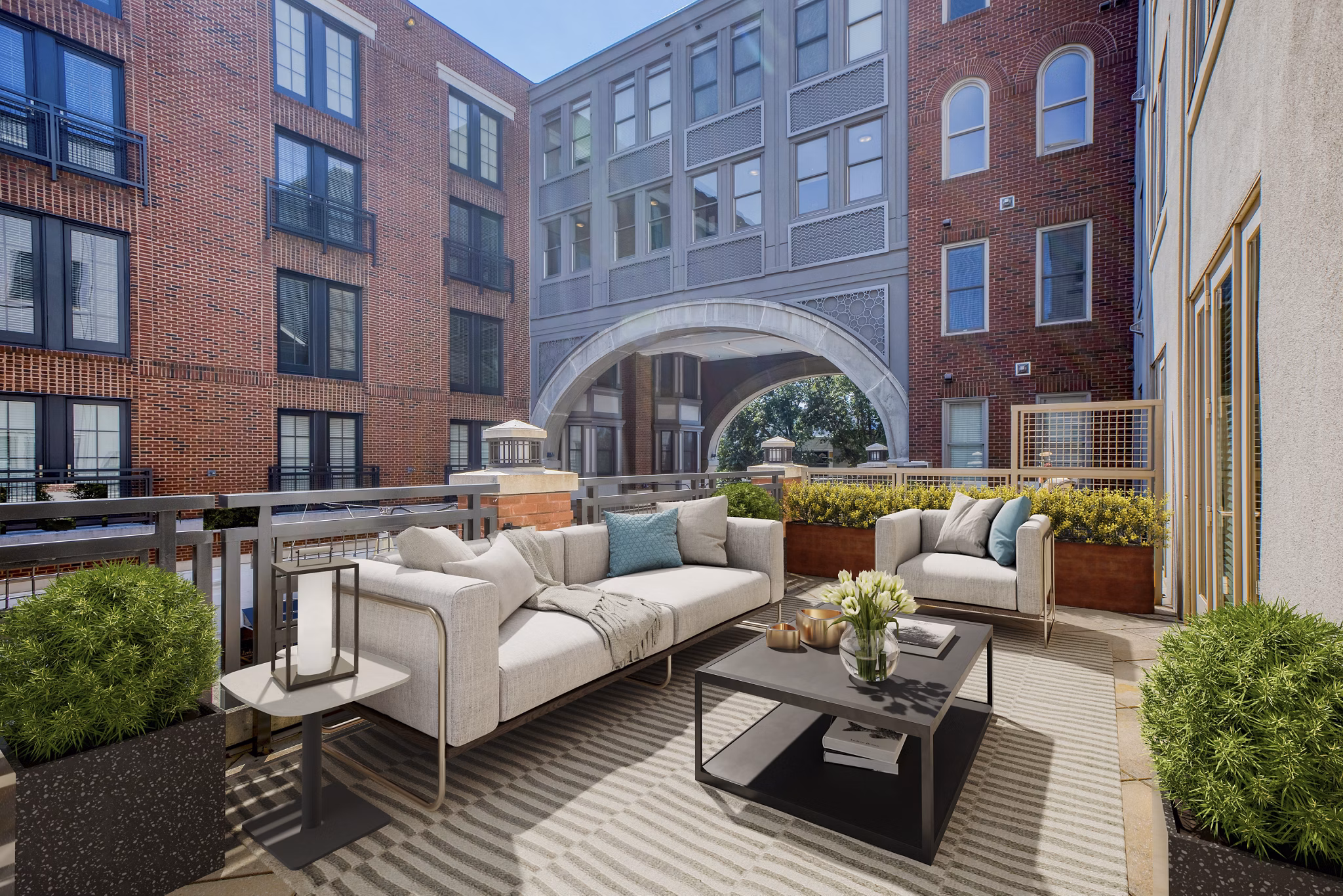 courtyard at Upstairs at Bethesda Row Apartments