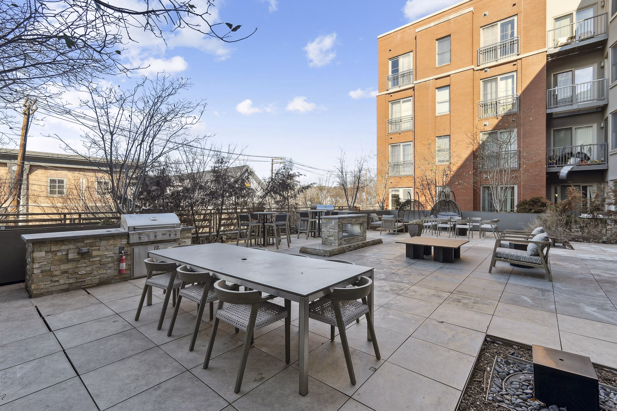 grill area at Upstairs at Bethesda Row Apartments