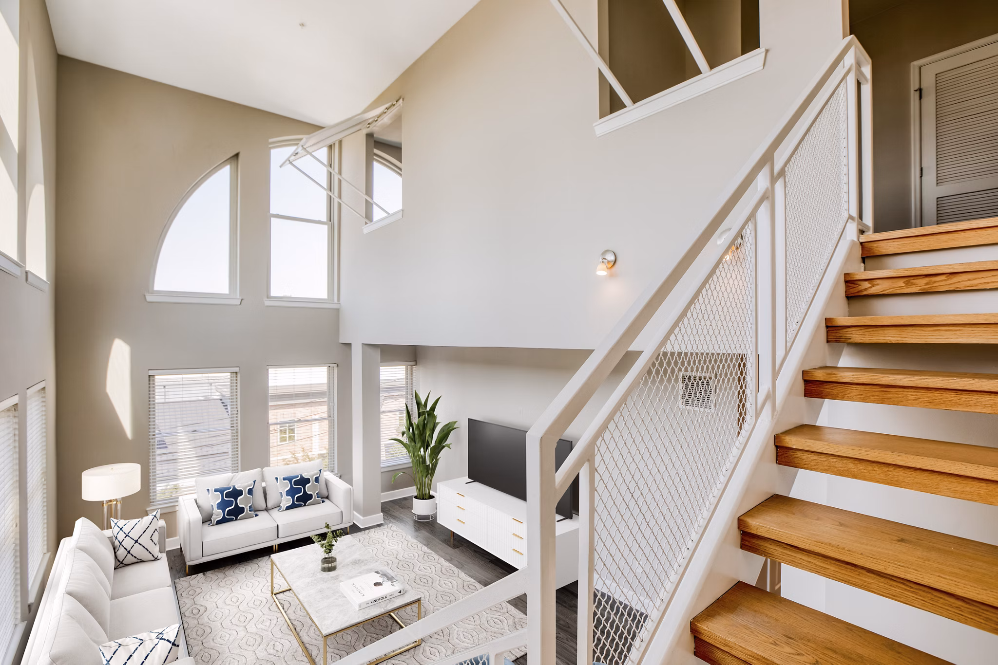 Spacious kitchen with modern appliances at Upstairs at Bethesda Row Apartments
