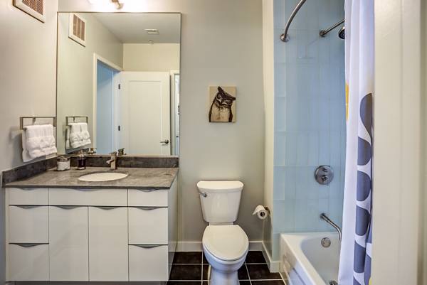 bathroom at PerSei at Pike & Rose Apartments