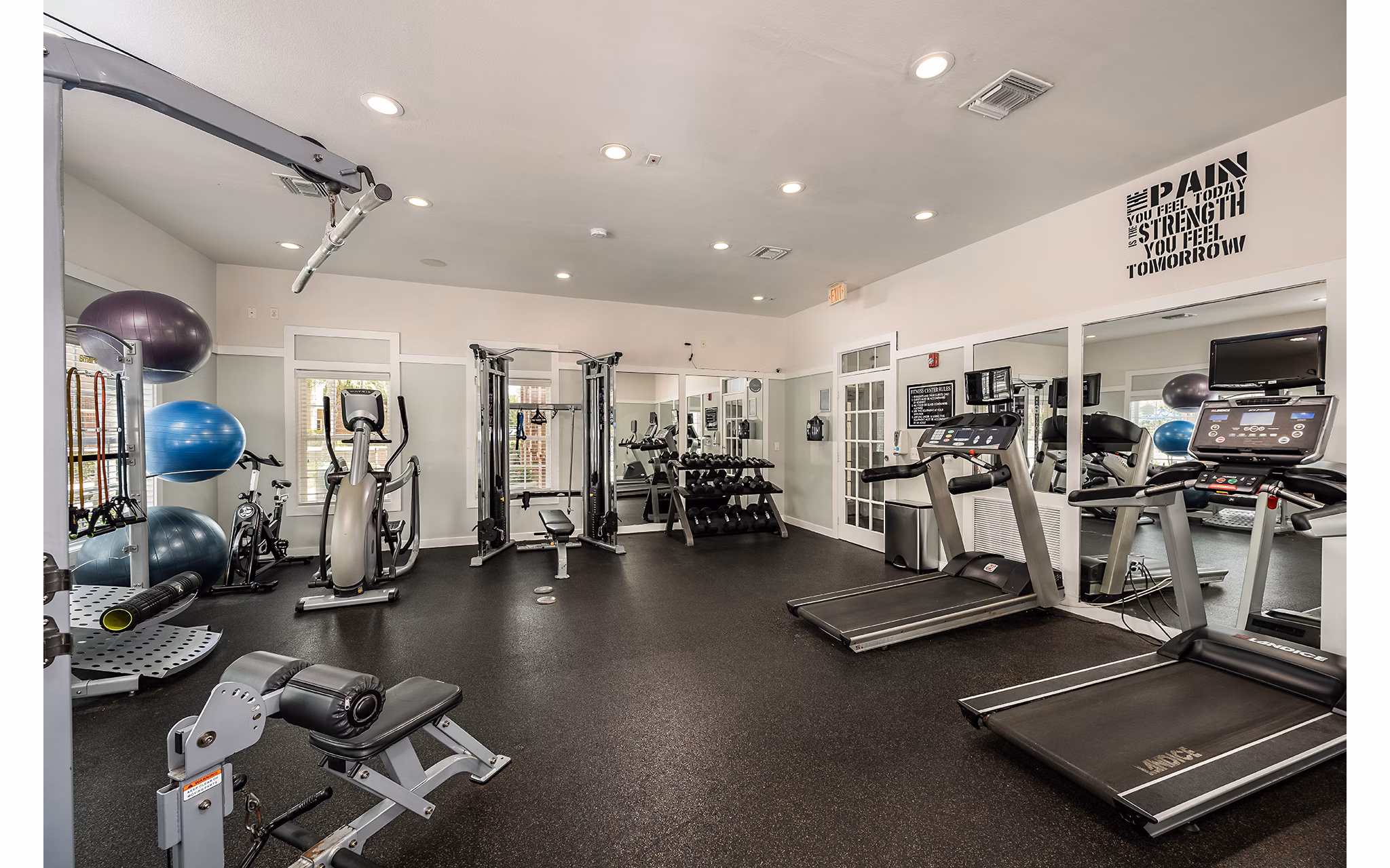 fitness center at Town Center at Lakeside Village Apartments
