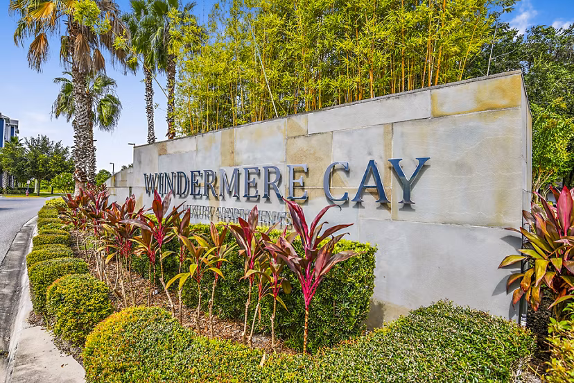 Windermere Cay Apartments: Entrance signage for luxury living in serene community