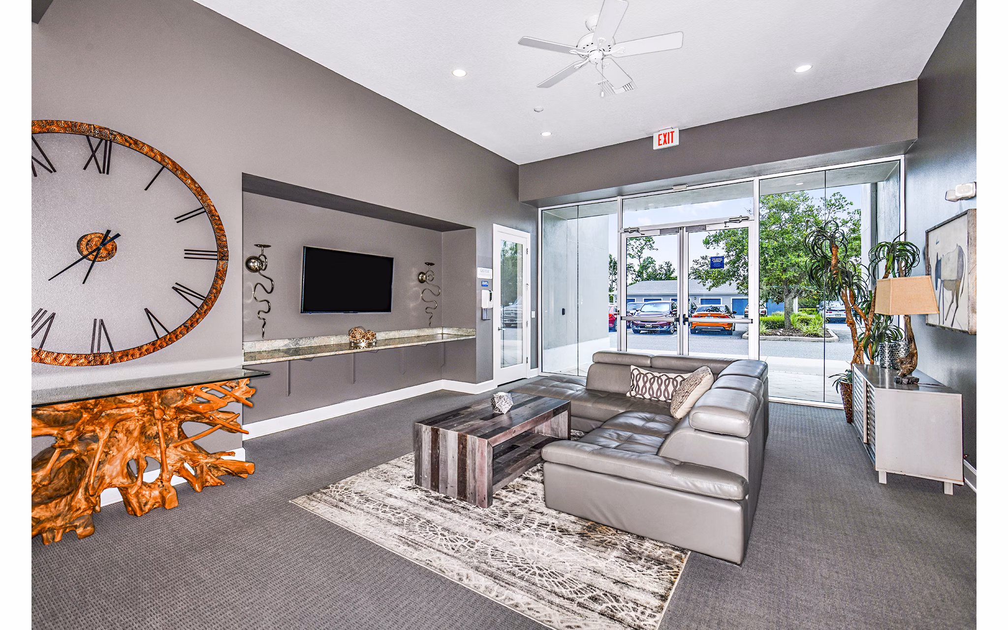 Elegant clubhouse with contemporary design at Windermere Cay Apartments