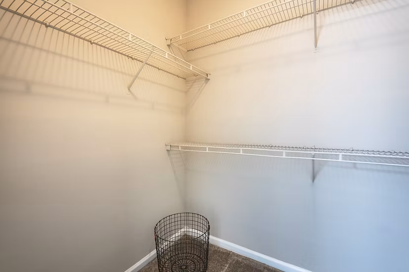 Spacious bedroom closet with ample shelving at Wakefield Glen Apartments