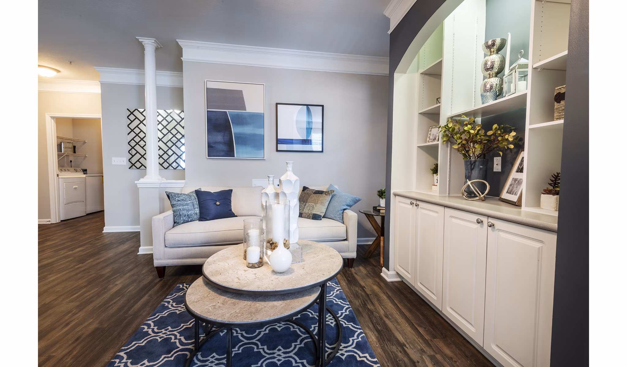Inviting living room with modern decor and natural light at Wakefield Glen Apartments