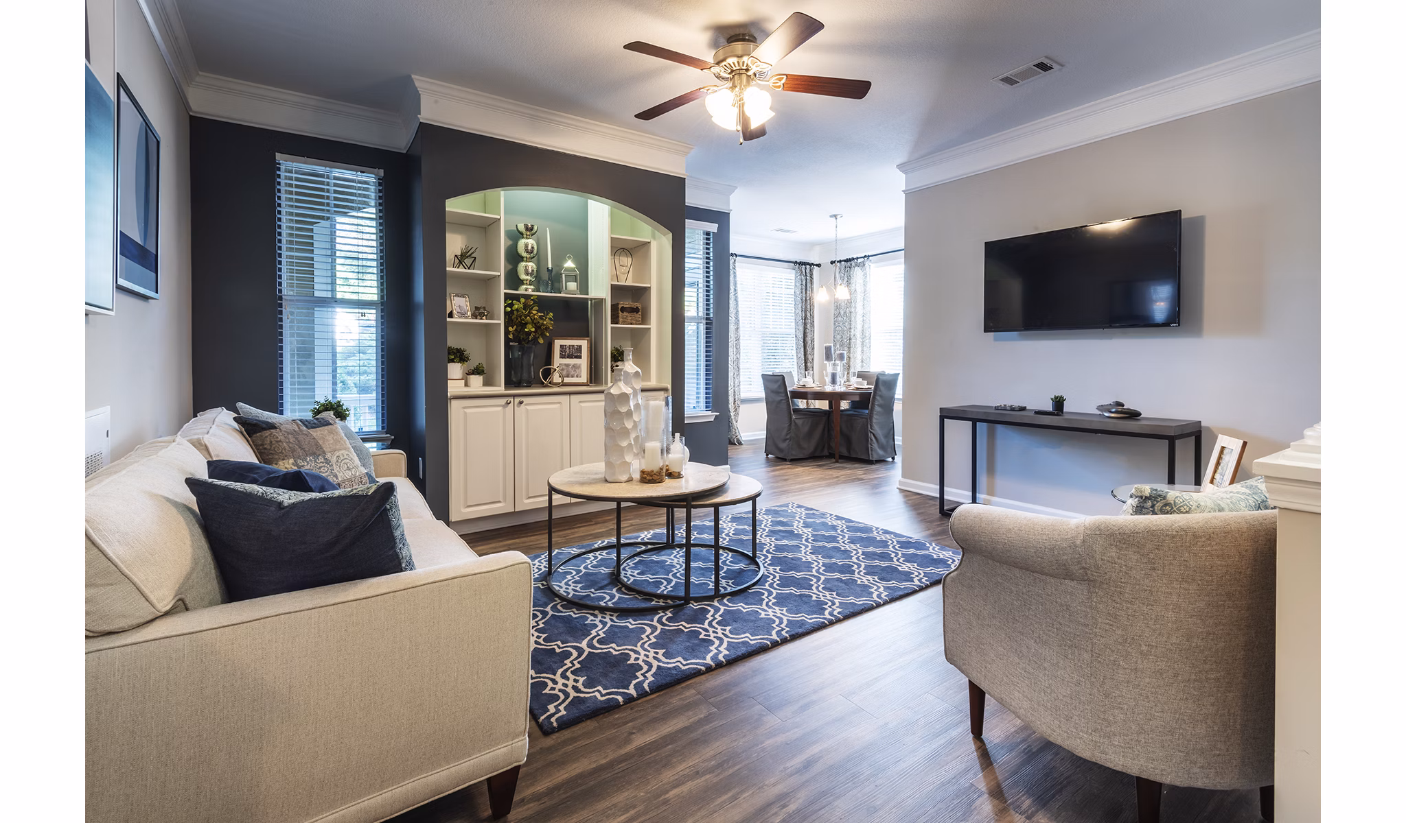 Modern living room with plush seating at Wakefield Glen Apartments, perfect for relaxation and entertaining