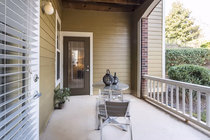 Relaxing patio with scenic views at Wakefield Glen Apartments