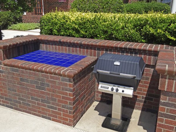 Modern outdoor grill area at Wakefield Glen Apartments offering luxury amenities for social gatherings in a stylish setting