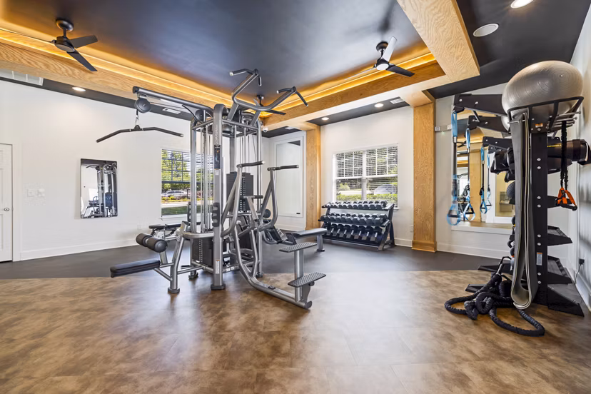 State-of-the-art fitness center with modern equipment at Tradition at Stonewater Apartments for active living enthusiasts