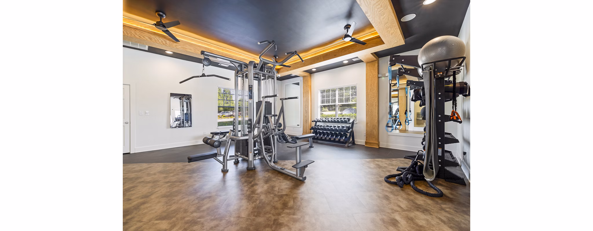 State-of-the-art fitness center with modern equipment at Tradition at Stonewater Apartments for active living enthusiasts