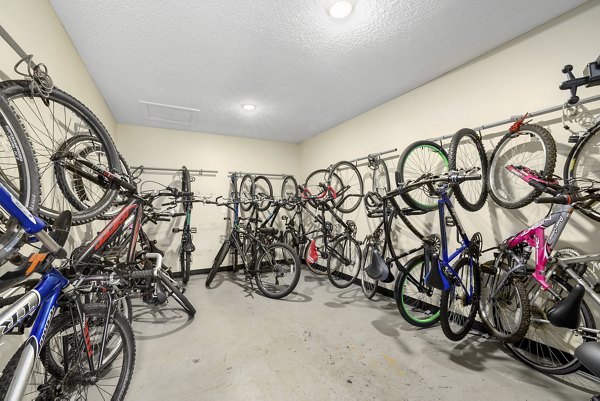 Bicycle storage facility at Sailboat Bay Apartments offering secure and convenient bike parking for residents in our vibrant community