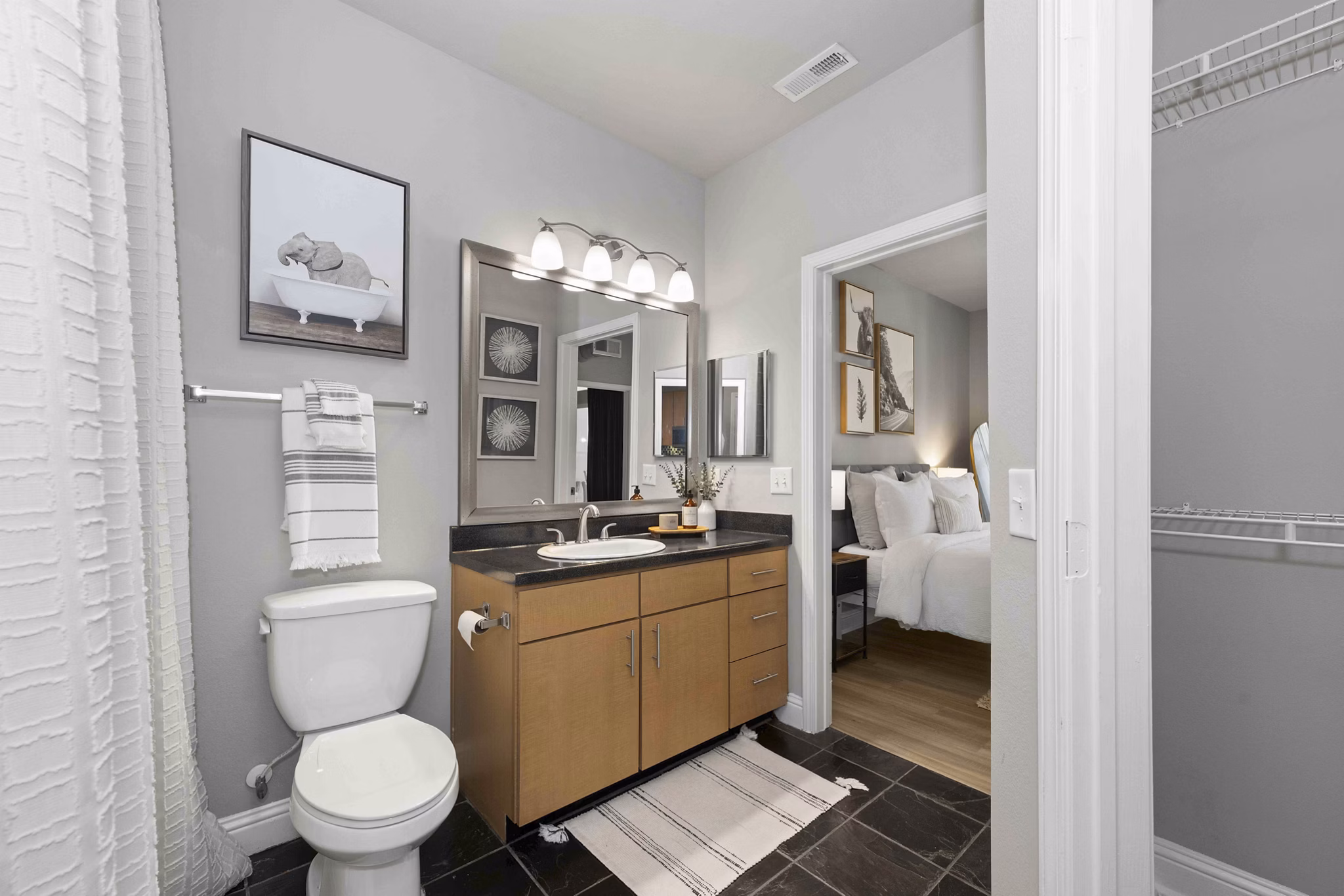 bathroom at Mosaic South End Apartments