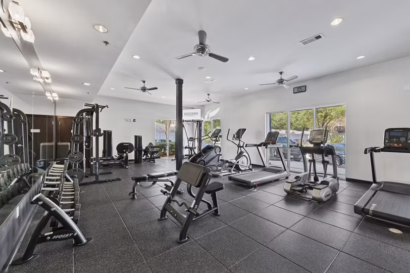 fitness center at Central Square at Watermark Apartments