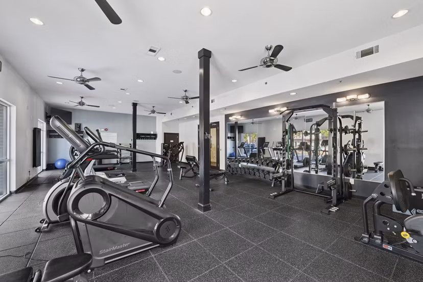 fitness center at Central Square at Watermark Apartments