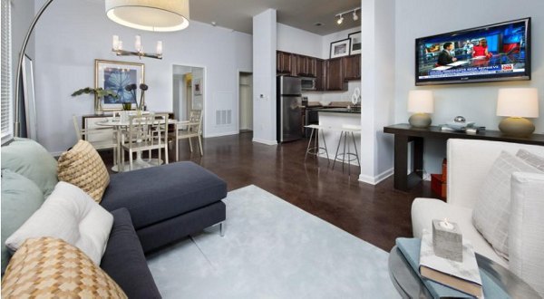 living room at Central Square at Watermark Apartments