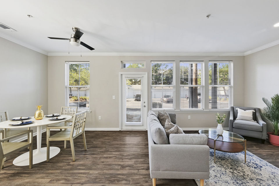 living room at Central Square at Watermark Apartments