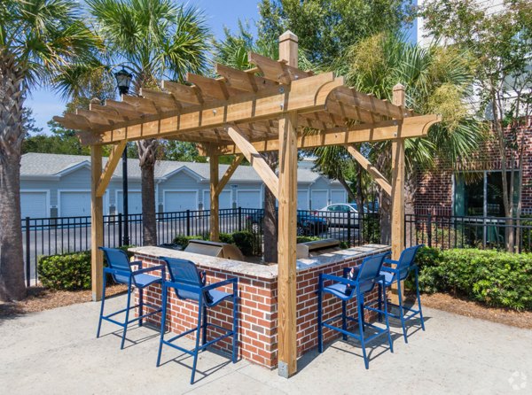 grill area/patio at Central Square at Watermark Apartments