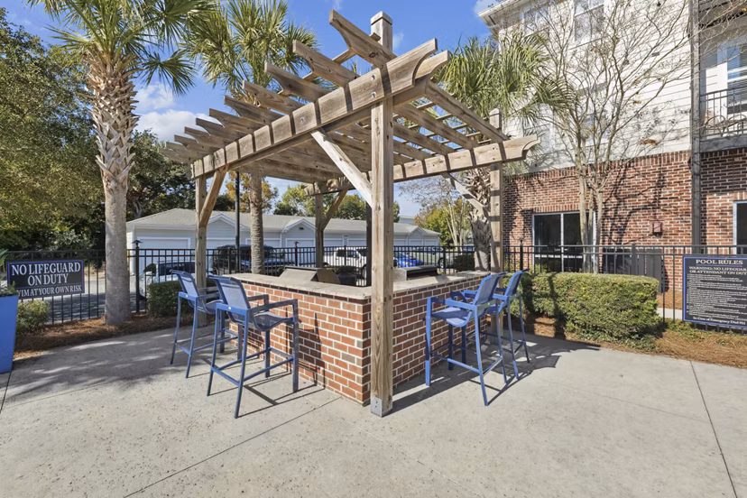 grill area at Central Square at Watermark Apartments