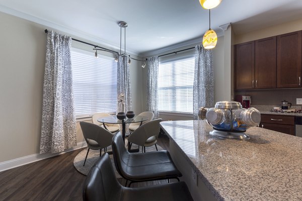Dining room featuring elegant modern decor in Morgan Reserve Apartments
