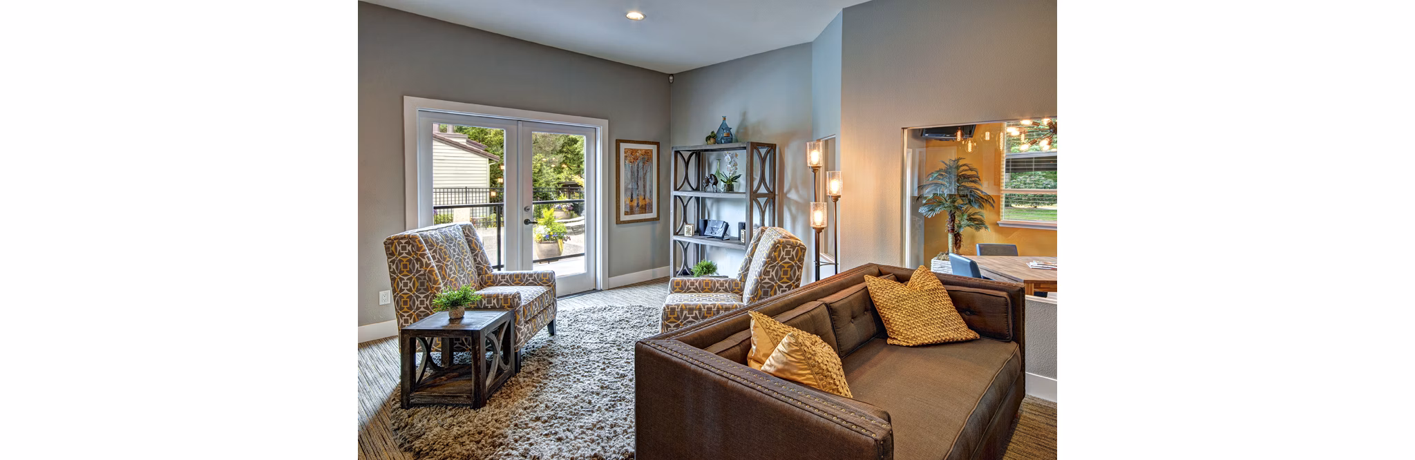 Contemporary clubhouse with stylish decor at Hampton Greens Apartments