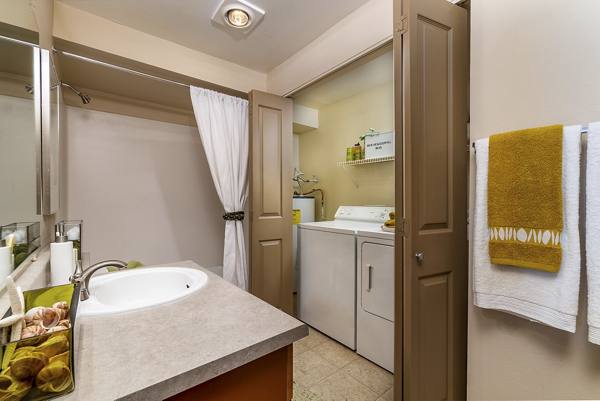 bathroom at BluWater Apartments