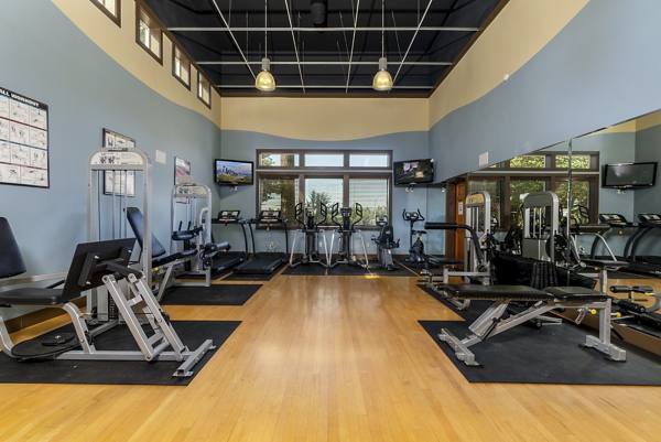 fitness center at BluWater Apartments
