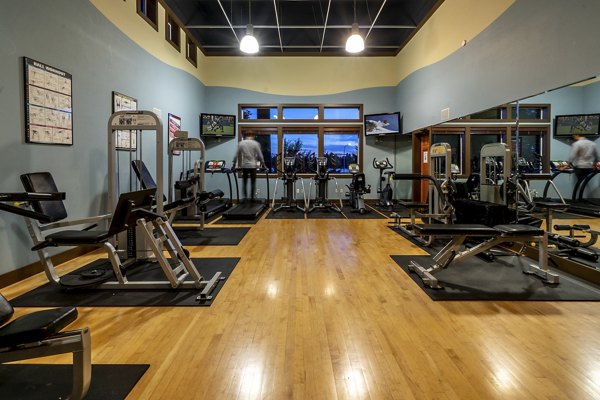 State-of-the-art fitness center with modern equipment at BluWater Apartments