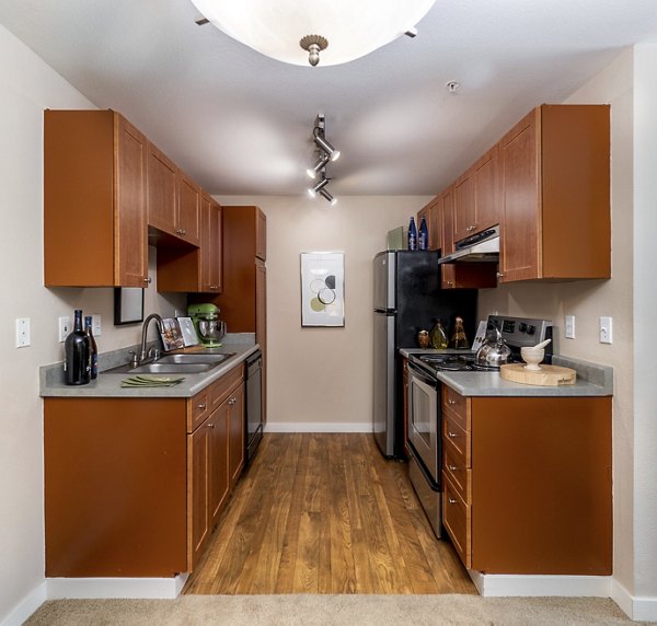 kitchen at BluWater Apartments