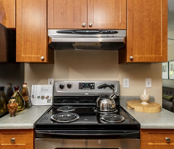 kitchen at BluWater Apartments