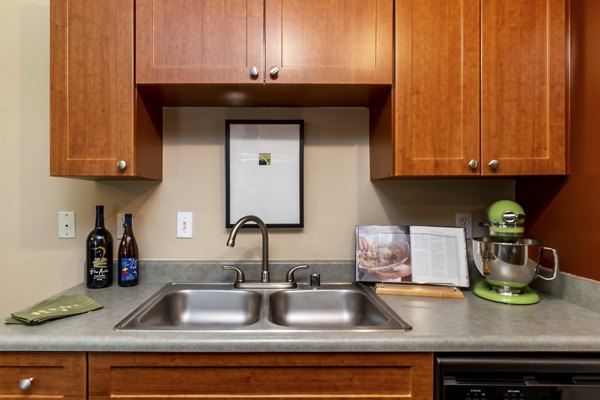 kitchen at BluWater Apartments