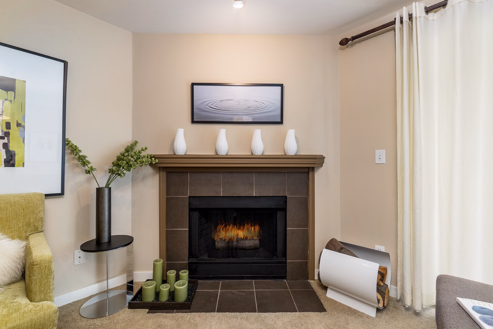 Modern living room with ocean views at BluWater Apartments