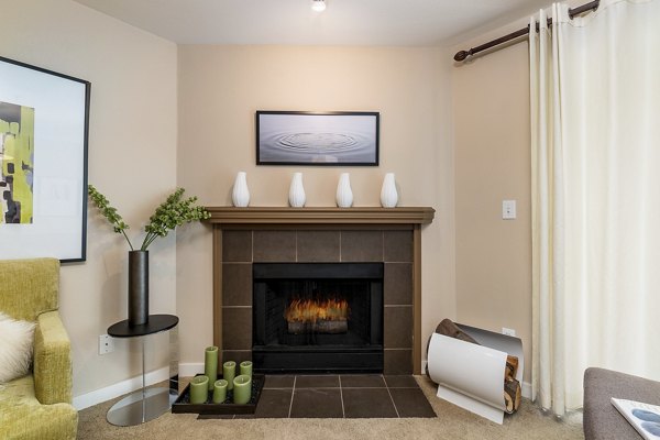 living room at BluWater Apartments