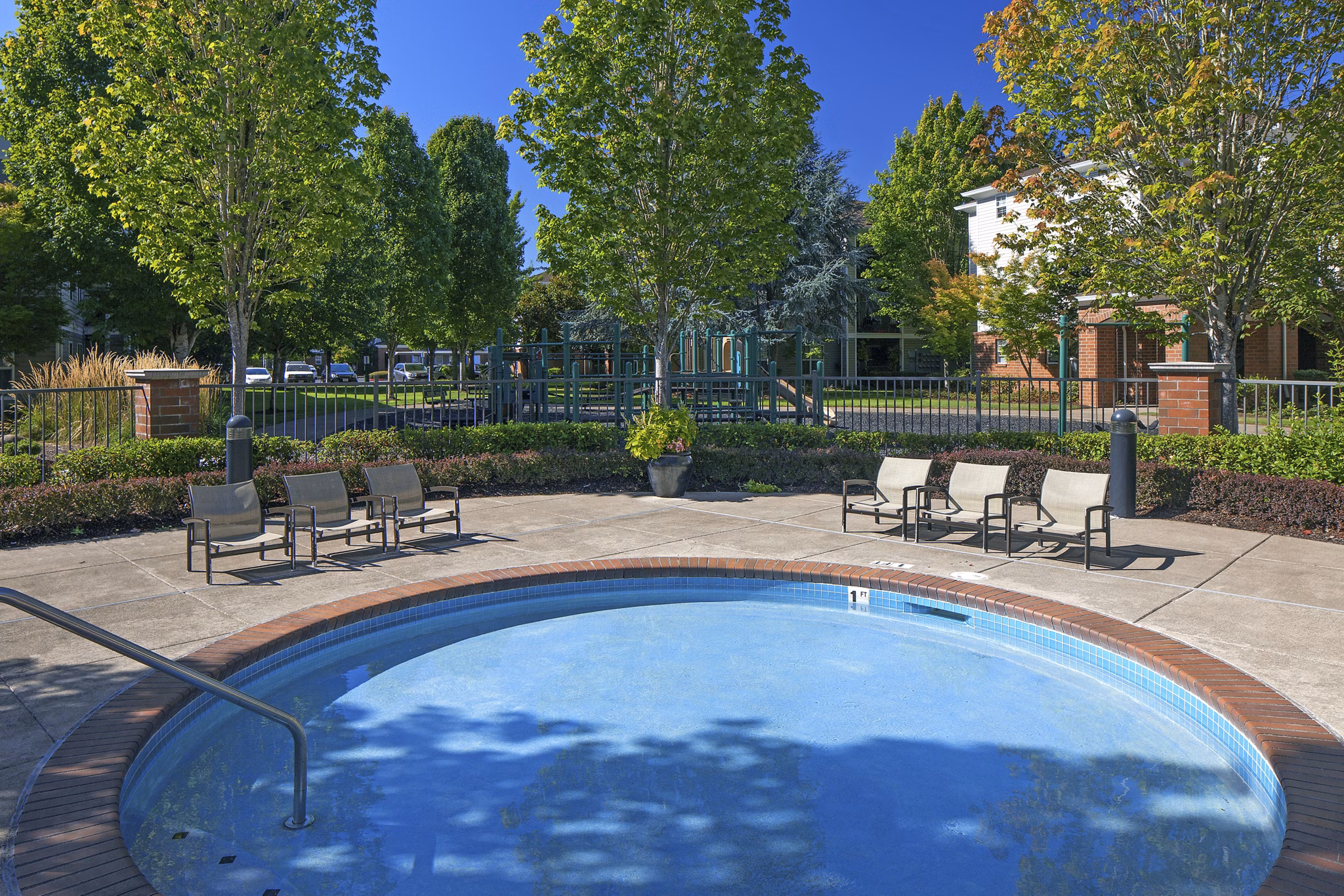 Resort-style swimming pool at Arya at Hedges Creek Apartments offering luxury leisure in Tualatin