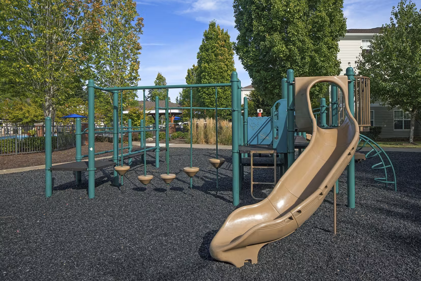 Playground at Arya at Hedges Creek Apartments: Children's play area with colorful equipment and open spaces in a family-friendly community