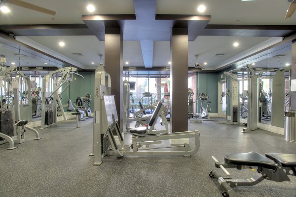 Modern fitness center with state-of-the-art equipment at Allure Apartments