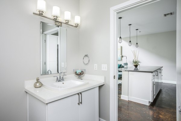 Modern bathroom with sleek fixtures at Park 19 Apartments, offering luxury living in a well-designed space for comfort and style
