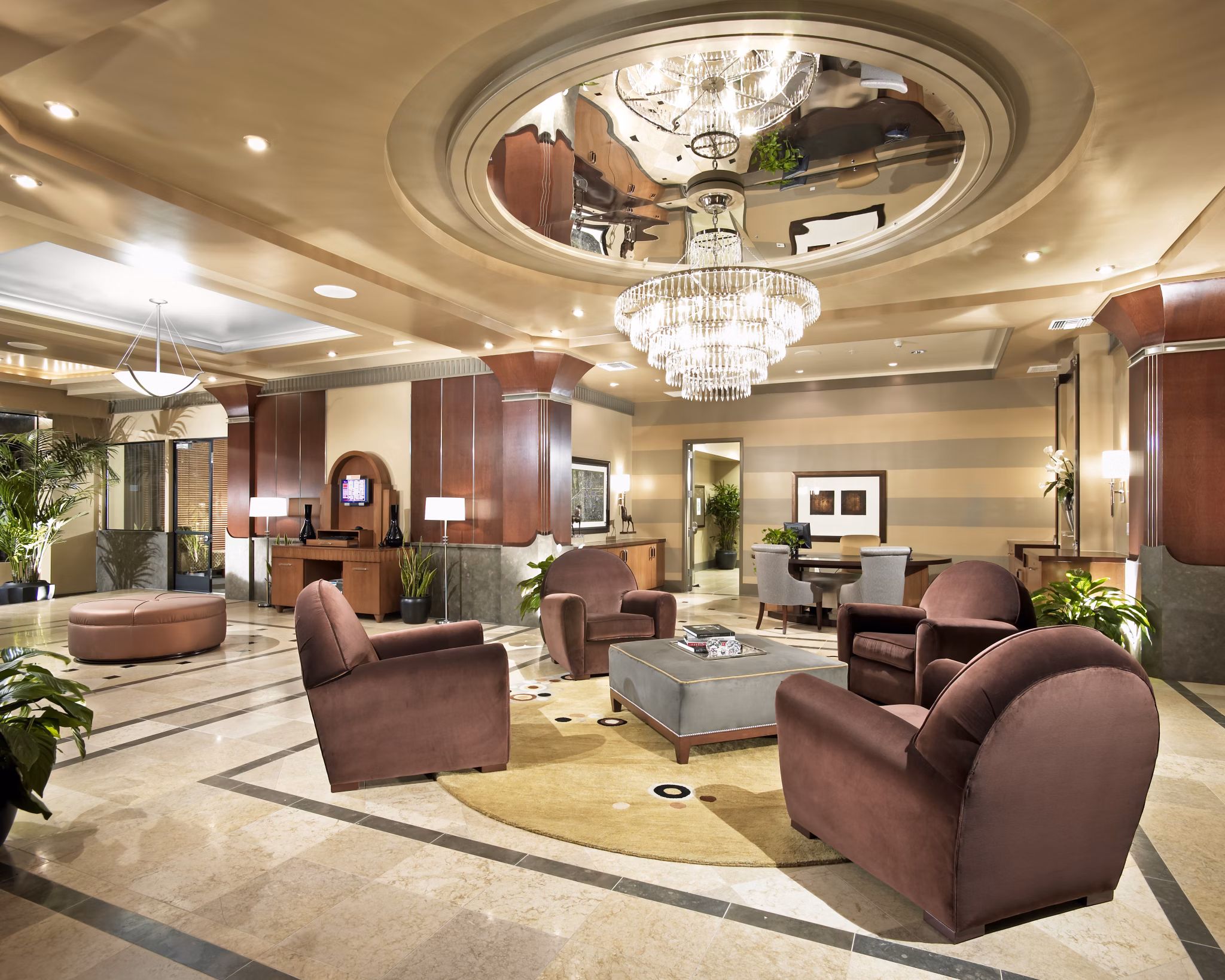 Clubhouse featuring modern design elements at Trio Apartments, a luxury Greystar property