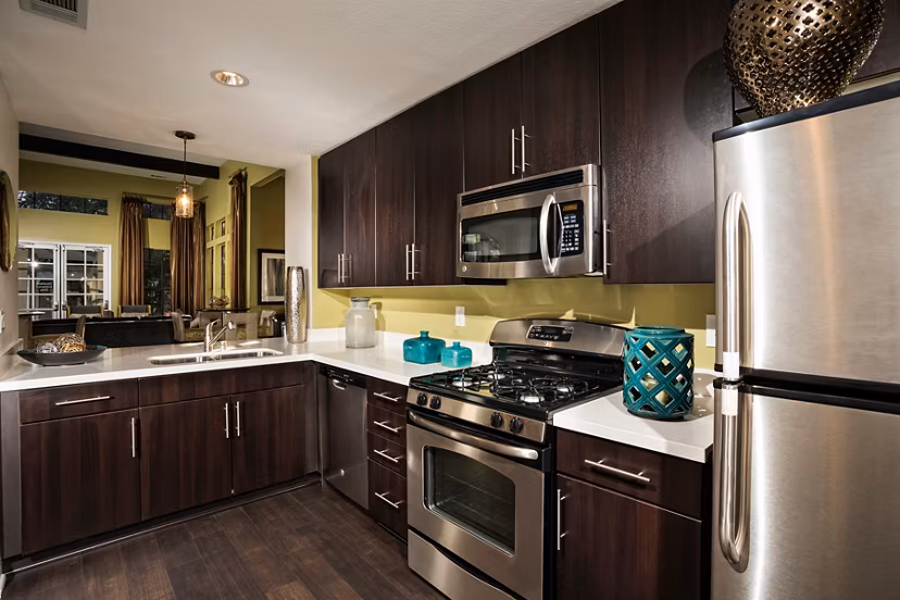 Clubhouse featuring modern decor and large seating area at Westcreek Apartments