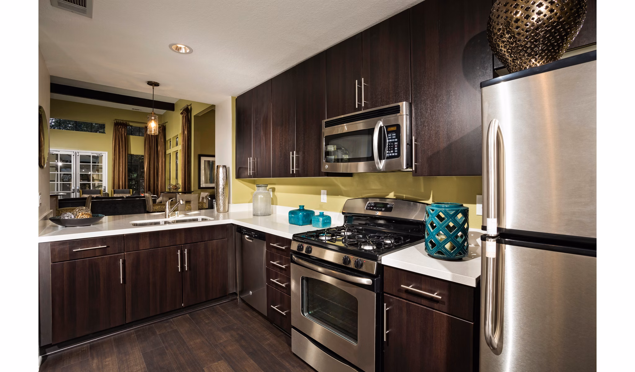 Clubhouse featuring modern decor and large seating area at Westcreek Apartments