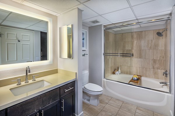 Modern bathroom with sleek fixtures at Legacy at Westwood Apartments - luxury living with style and comfort