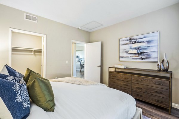Comfortable bedroom with stylish decor at Rolling Hills Gardens Apartments