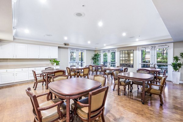 Modern clubhouse with stylish decor at Rolling Hills Gardens Apartments, a Greystar community