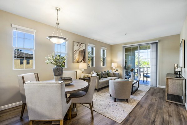 Spacious living room with modern decor in Rolling Hills Gardens Apartments