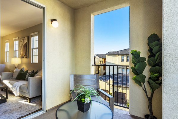 Private patio with scenic views at Rolling Hills Gardens Apartments