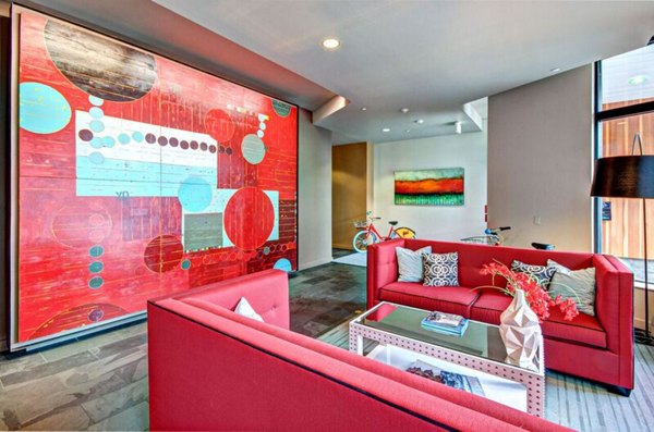 Modern clubhouse featuring contemporary design at Link Apartments, ideal for social gatherings and relaxation