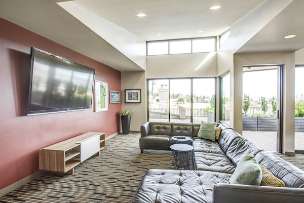 Clubhouse with modern furnishings at Link Apartments